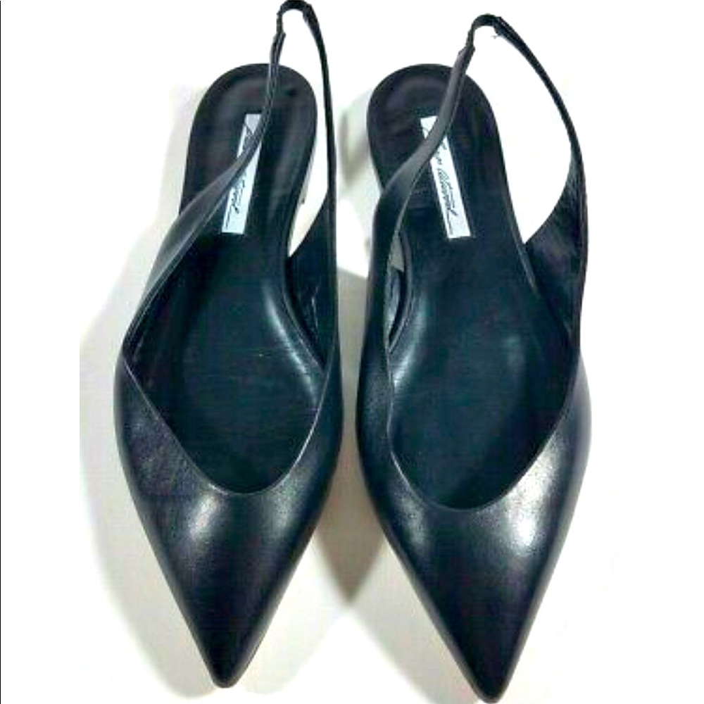 Brian Atwood AGATA Black Leather Pointy Toe Slingback Sz 8.5